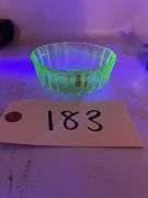 Uranium Green Depression Glass Fruit Dessert Bowl