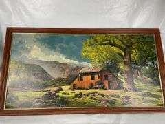 Framed Farm Landscape Painting