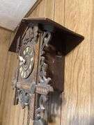Carved Wood Cuckoo Clock with Pine Cone Weights