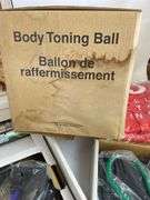 Mixed Lot: Bowling Ball, Roller Blades, Advertising Tins, & Fitness Items