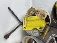 Mixed Lot of Shop Tools & Supplies: Staple Gun, First Aid Kit, Wet Stones & More