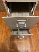 Metal Two-Drawer Filing Cabinet on Wheels