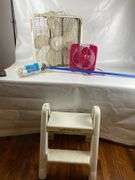 Box Fan, Small Fan, Mop, and Step Stool