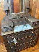 Walnut Dresser with Marble Top and Mirror