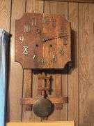 Wooden Wall Hanging Clock with Brass Pendulum