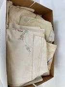 Box of Embroidered Dollies and Table Runners