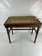 Small Dark Wood Table with Woven Cane Top