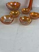 Carnival Glass Bowl and Vase Set of 7
