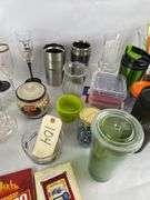 Mixed Lot of Drinking Glasses, Thermal Cups, and Home Goods