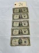 Silver Certificate Dollar and Five Dollar Bills