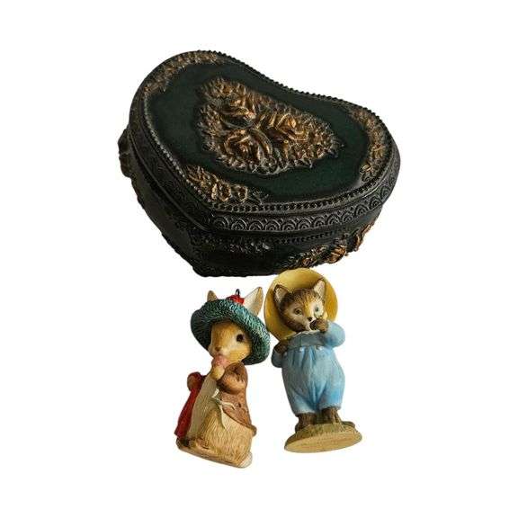 Beatrix Potter Figurines (1998–1999) & Vintage Trinket Box Lot image