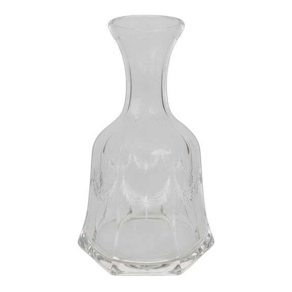 Elegant Vintage Cut Glass Vase / Decanter – Etched Laurel Design image