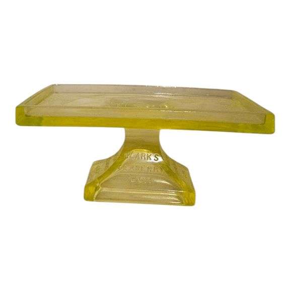 Clark’s Teaberry Gum Uranium Glass Advertising Pedestal Dish image