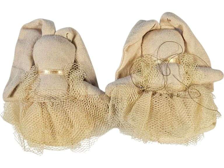 Pair of Handmade Fabric Bunnies with Tulle Skirts image