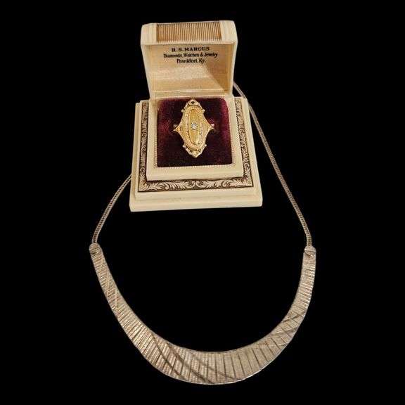 Vintage Avon Ring with Textured Statement Necklace image