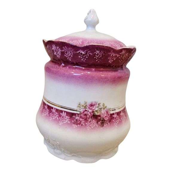 Antique Crown China Covered Jar – Made in Germany image