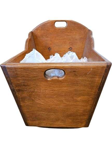 Vintage Wooden Doll Cradle with Porcelain Baby Doll image