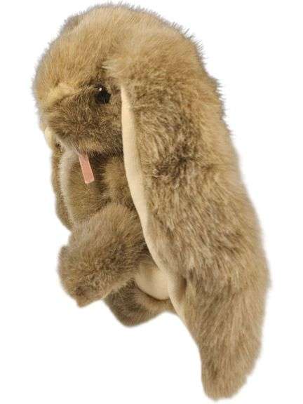 Vintage Plush Lop-Eared Bunny with Ribbon image