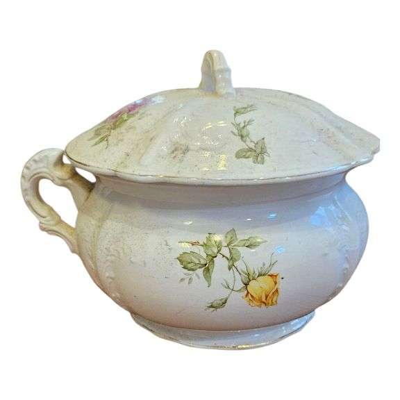 Antique Buffalo Pottery Covered Tureen – Floral Transferware image