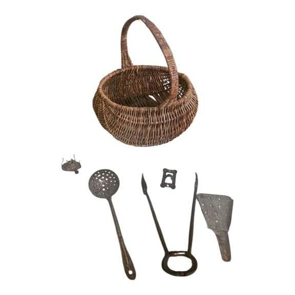 Vintage Kitchen Tools with Basket image
