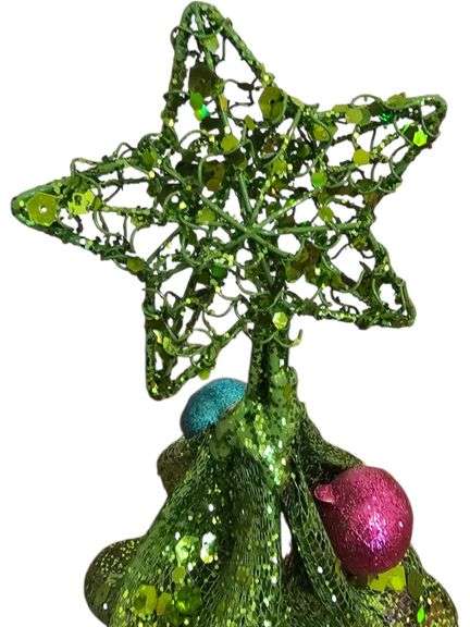 Glittering Mesh Christmas Tree Decoration with Star Topper image
