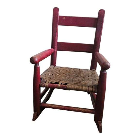 Antique Child’s Red Wooden Rocking Chair image