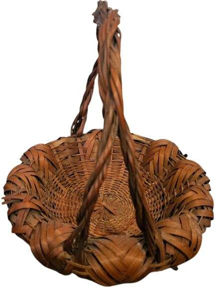 Handwoven Rustic Wicker Basket with Twisted Handle image