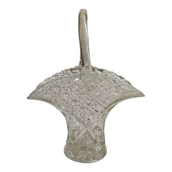 Vintage Pressed Glass Basket with Handle image