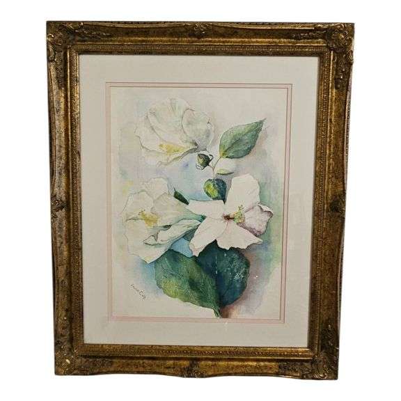“White Blossoms in Gold Frame by Louise Culp” image