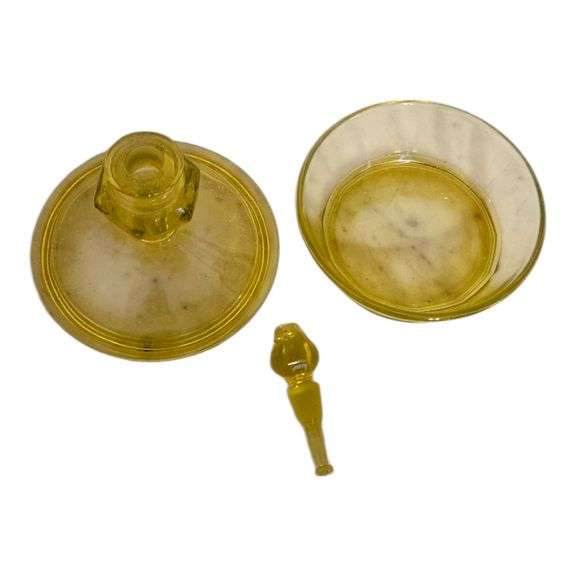 Vintage Yellow Depression Glass Apothecary Jar with Stopper image