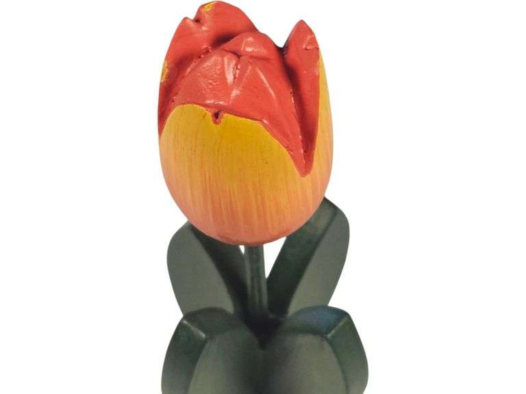 Vintage Hand-Carved Wooden Tulip Figurine image
