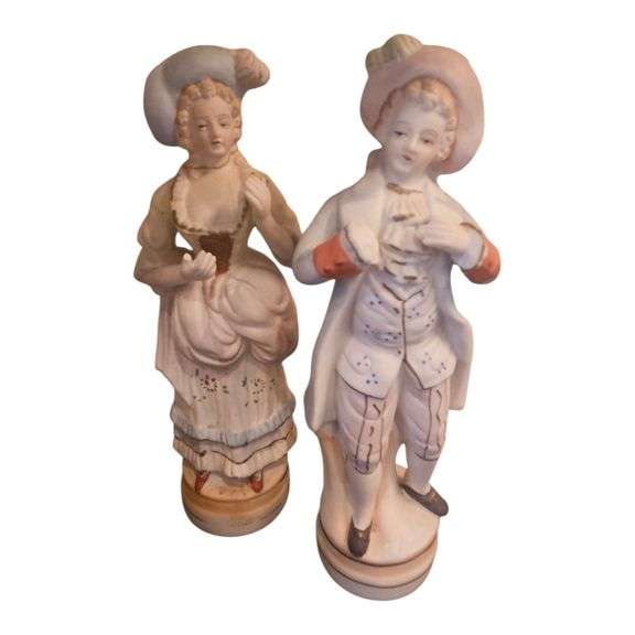 Vintage L&M IHC Porcelain Figurine Pair – Colonial Man & Woman image