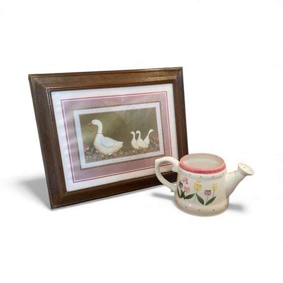 Geese Art with Floral Ceramic Pitcher image