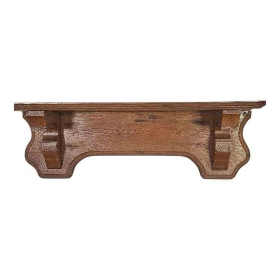 Vintage Solid Wood Wall Shelf with Decorative Brackets image