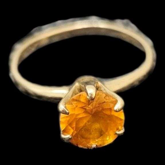 Antique Victorian Orange Citrine Solitaire Ring image