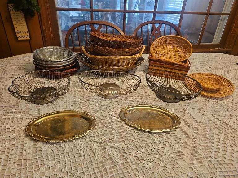 Metal & Wicker Bread Baskets image
