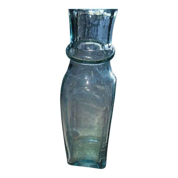 Antique Aqua Glass Bottle – Square with Applied Lip image