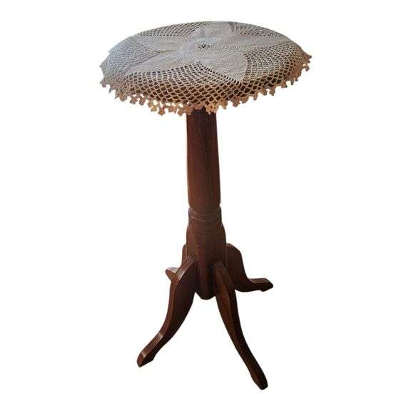 Wooden Pedestal Accent Table image