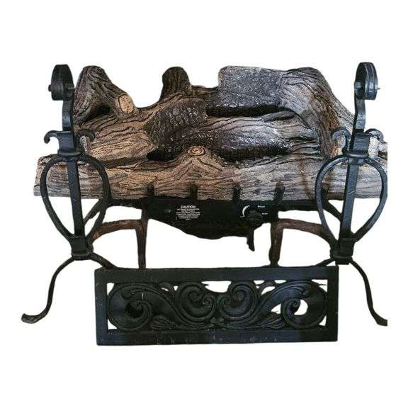 Wrought Iron Fireplace Andirons & Decorative Front Panel image