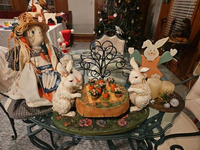 Easter Bunny Décor Lot – Rabbits, Carrot Display & Spring Accent image