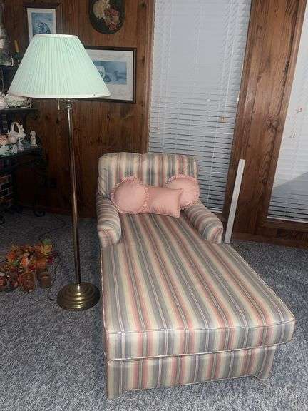 striped lounge chair and lamp image