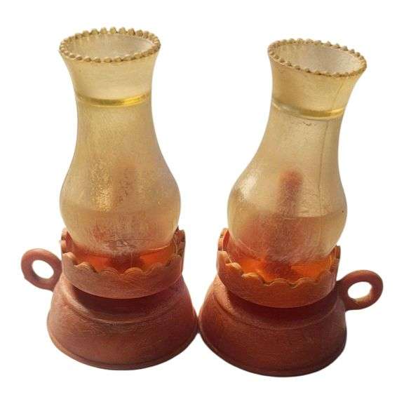 air of Vintage Miniature Oil Lamp Salt and Pepper Shaker image