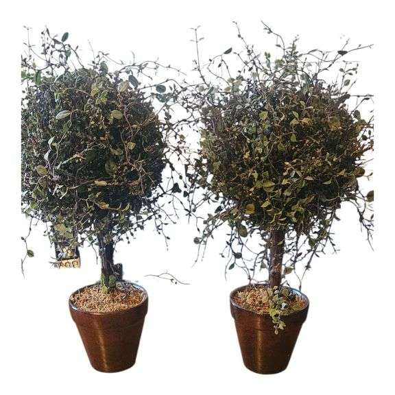 Pair of Decorative Potted Faux Topiary Trees image