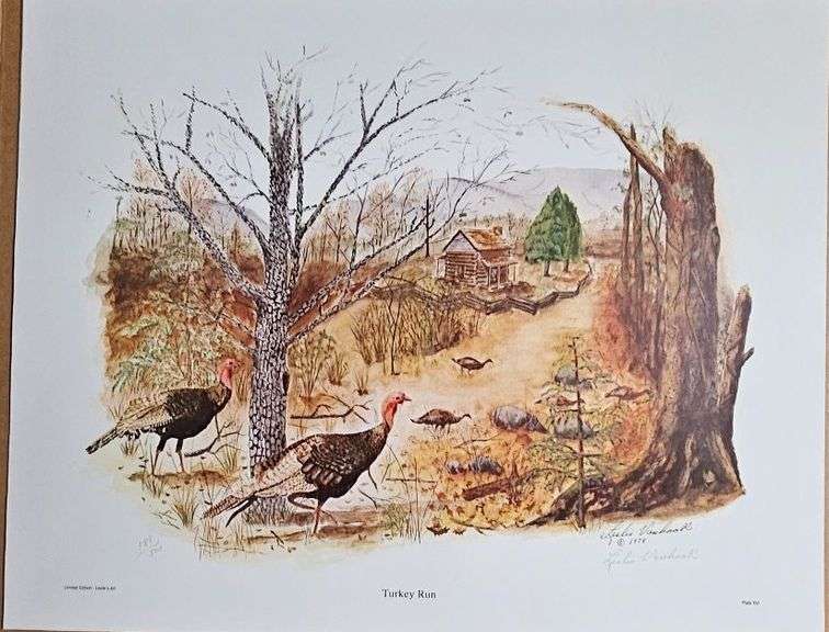 Leslie VanHook “Turkey Run” – 1978 Limited Edition Wildlife Print (Signed & Numbered image