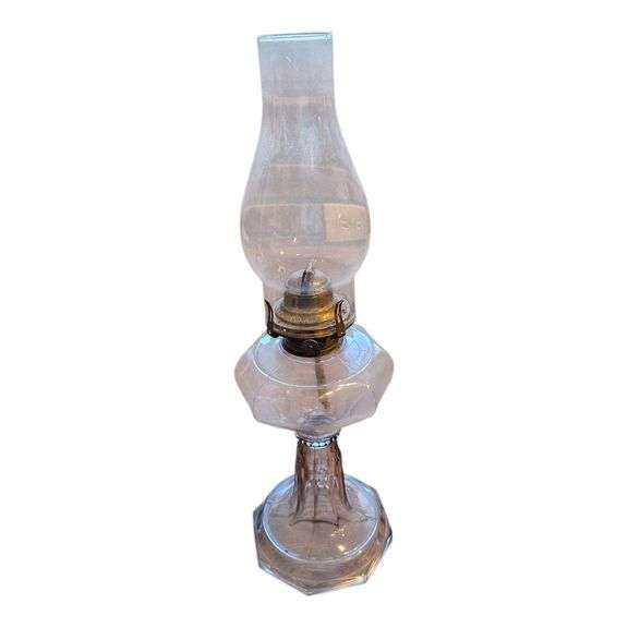 Vintage Clear Glass Oil Lamp with Chimney image
