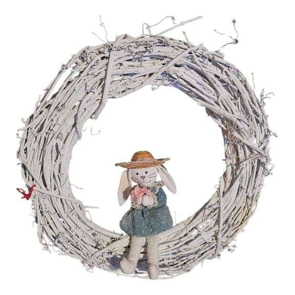 Country Cottage Wreath with Bunny Doll image