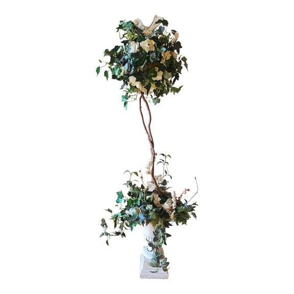 Decorative Floral Topiary in Pedestal Planter image