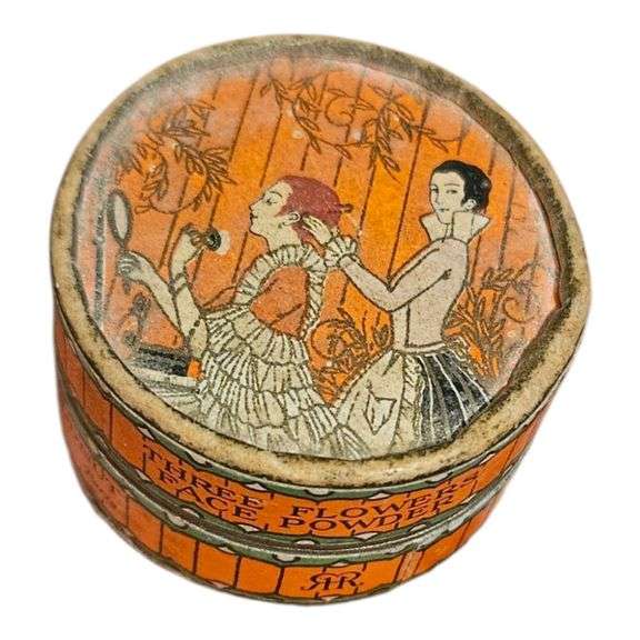 Vintage Richard Hudnut “Three Flowers” Face Powder Tin – Paris & New York image