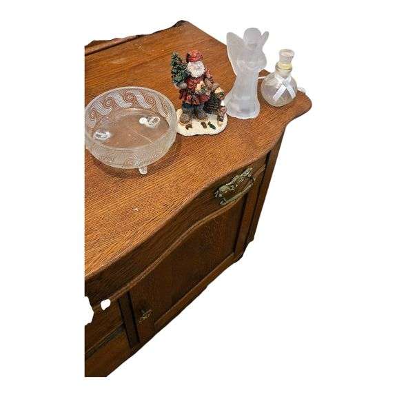 Vanity Decor Lot – Glass Bowl, Figurines & Perfume Bottle image