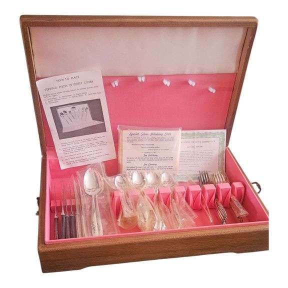 Empire Crafts Silverplate Flatware Set in Wooden Chest image